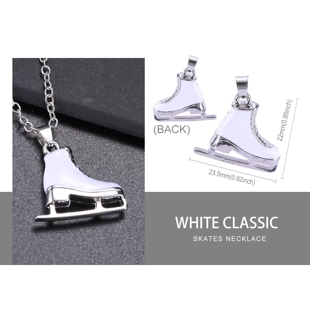 Collier de chaussures de patin à glace en Zircon 3D, émail blanc, luxe, cristal bleu rose, chaîne fa