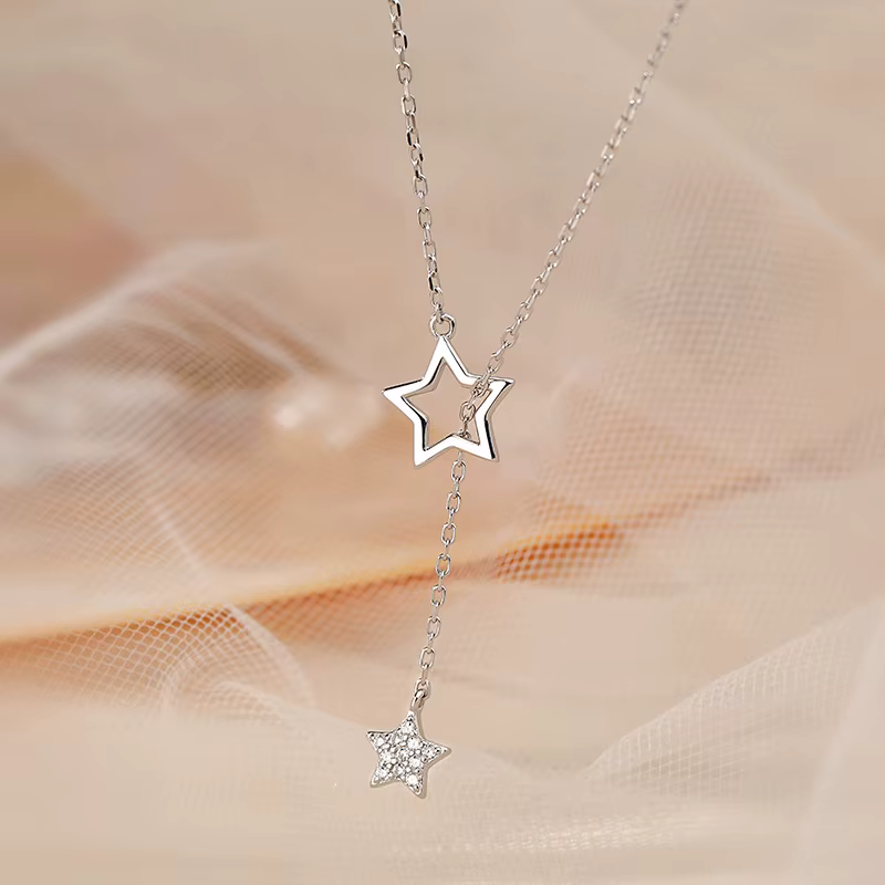 Collier pour femme en argent sterling 925 avec pendentifs étoiles, bijoux de luxe, accessoires exqui