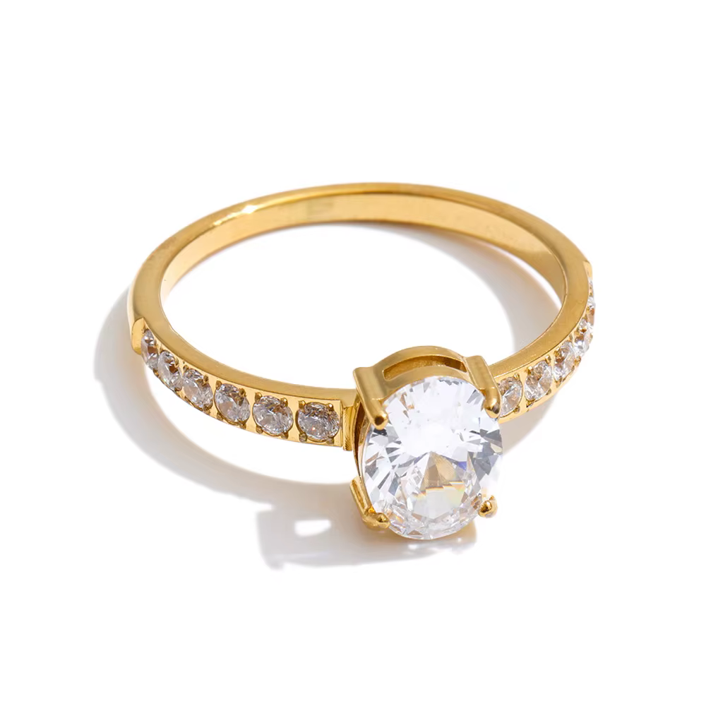 Yhpup taille 6789 AAA brillant cubique zircone bague de fiançailles pour les femmes en acier inoxyda