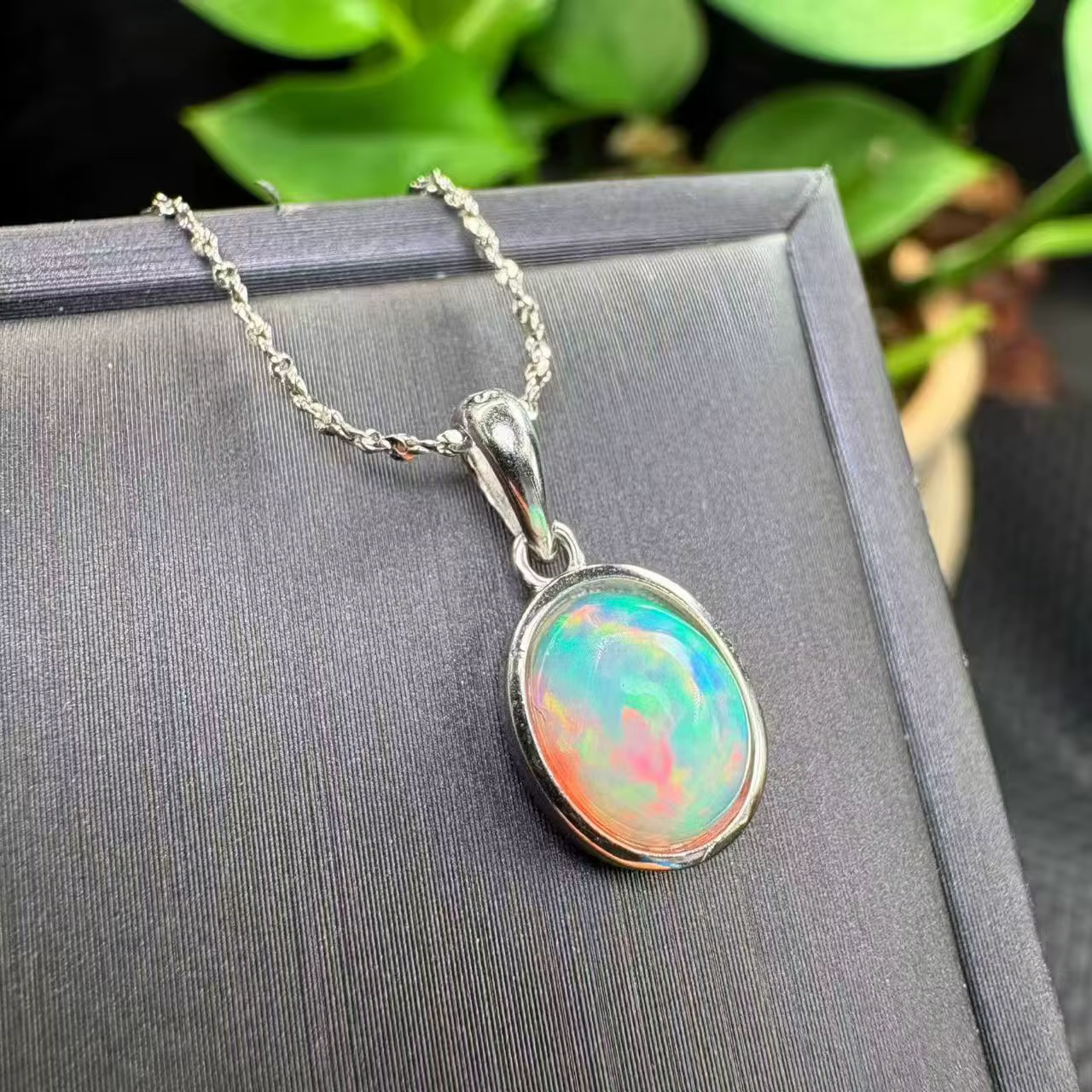 Collier pendentif en argent 925 avec opale arc-en-ciel naturelle, nouvelle arrivée, cabochon de guér
