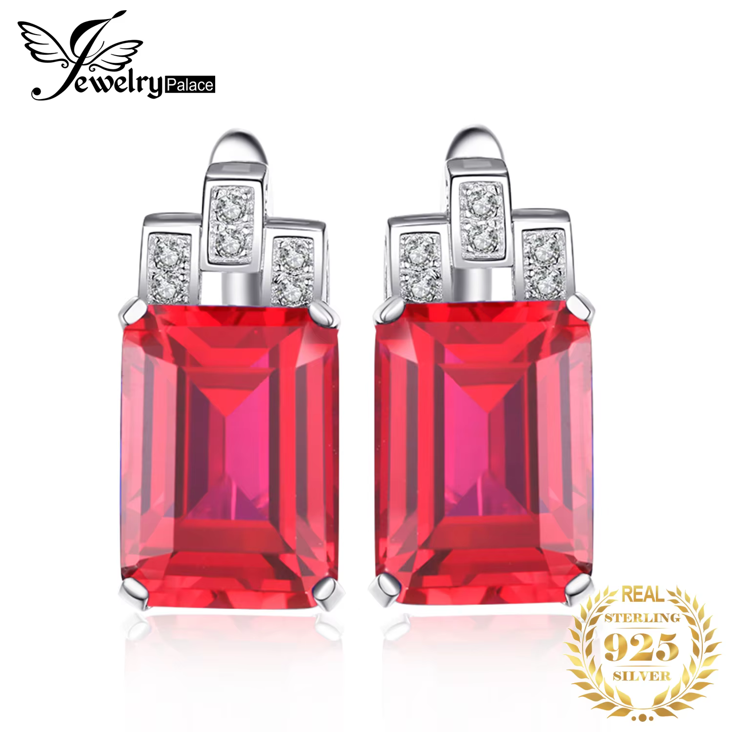 JewelryPalace luxe 11,5 ct créé rubis rouge 925 boucles d'oreilles en argent Sterling pour femme fêt
