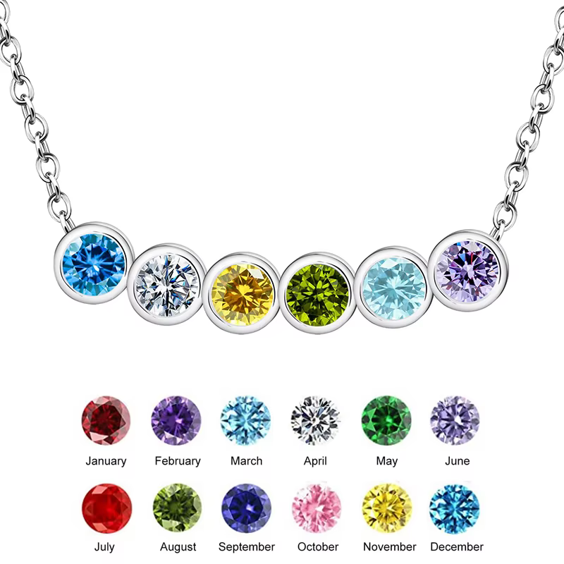Collier de pierre de naissance personnalisé pour femmes, collier de pierre de naissance en zircone c