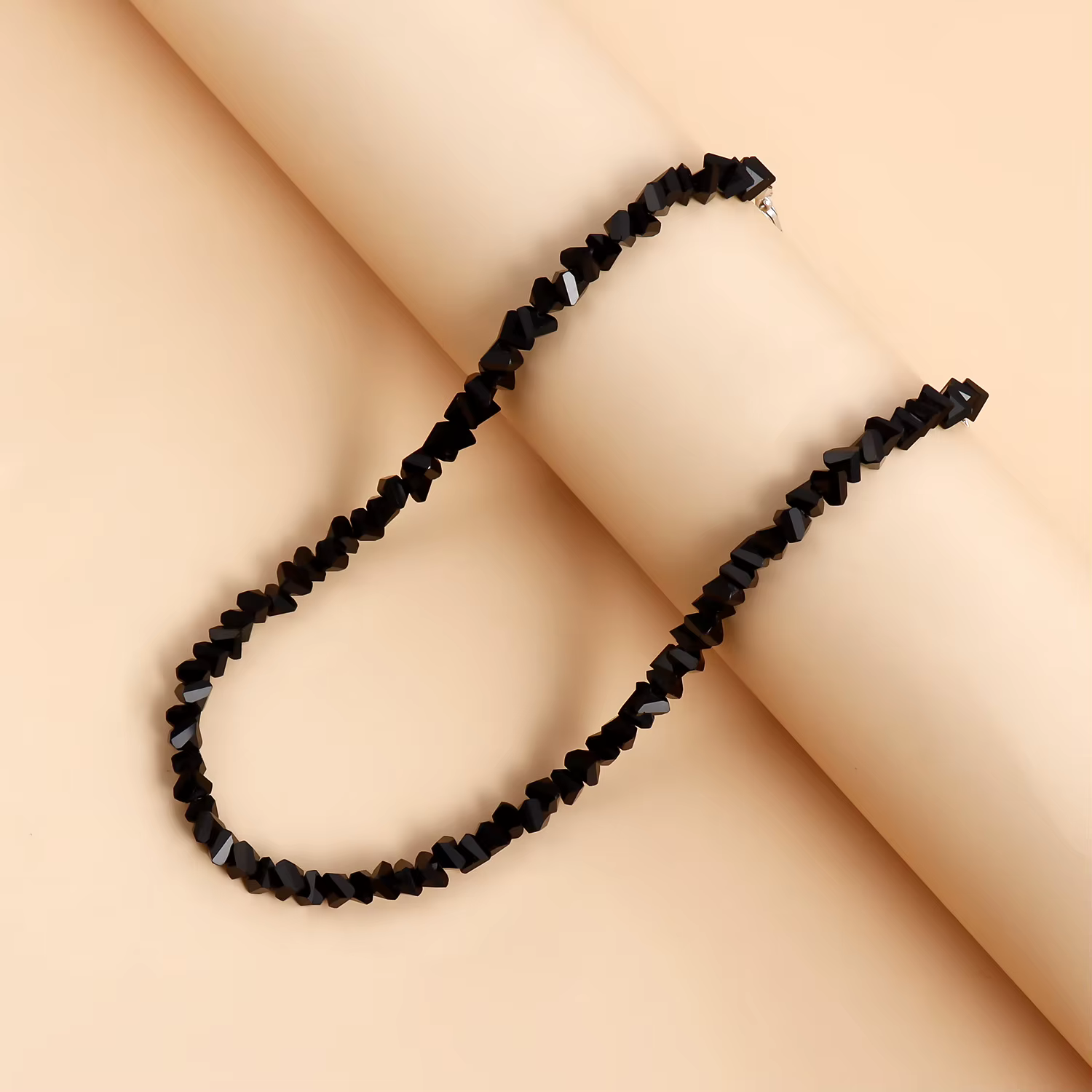 Collier ras du cou en perles de verre irrégulières multiformes pour femme, transparent, style vintag