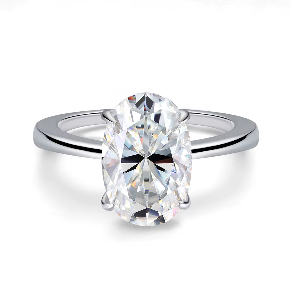 Bagues de fiançailles ovales certifiées 4,5 carats en moissanite pour femmes, en argent sterling 925