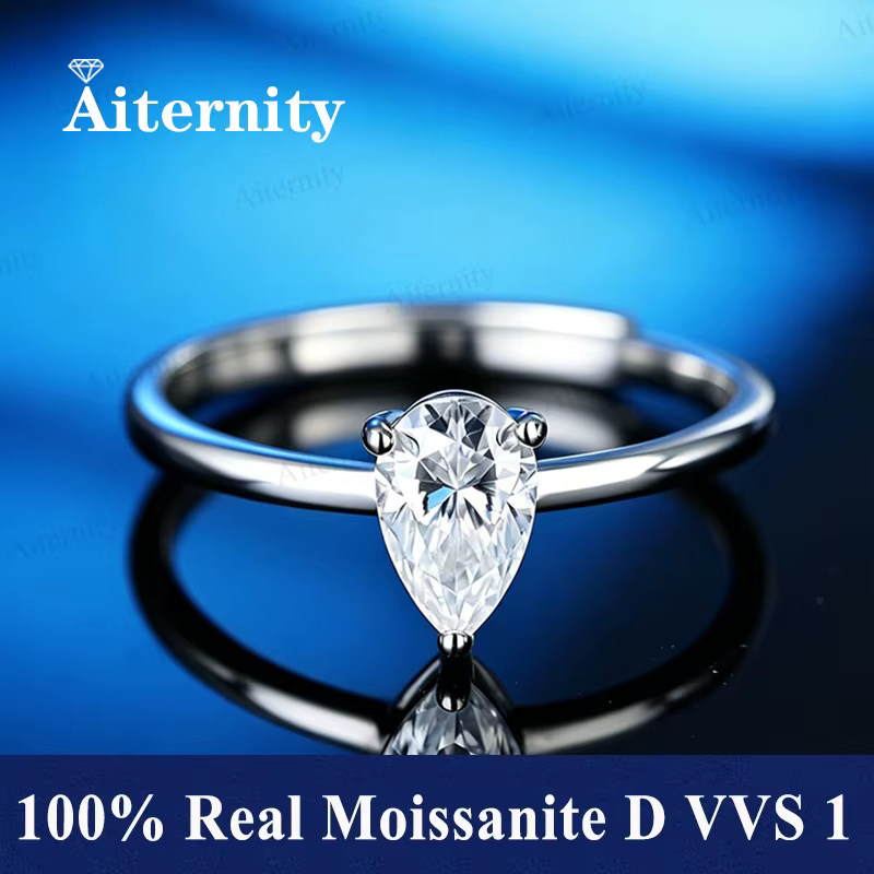 Bagues en Moissanite 0,5-2 carats, forme Triangle/Cœur/Poire, en Argent S925 véritable avec certific