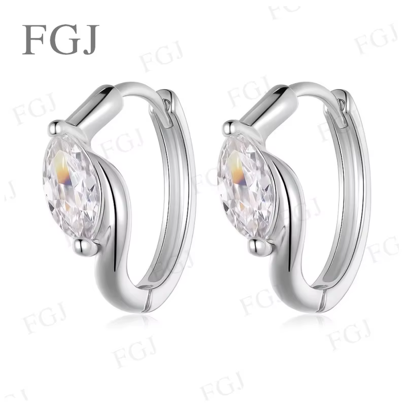 Boucles d'oreilles créoles en moissanite pour femme, en argent sterling S925, bijoux élégants et pol