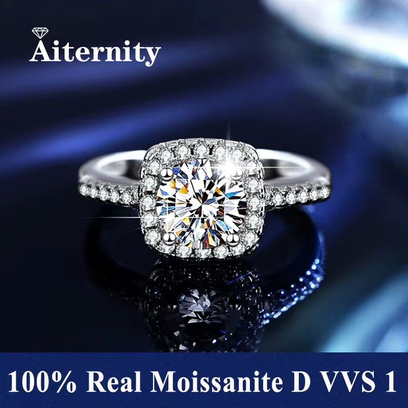 Bague Moissanite avec certificat GRA D VVS1, plaqué argent 925, bijoux pour femmes, bagues de mariag