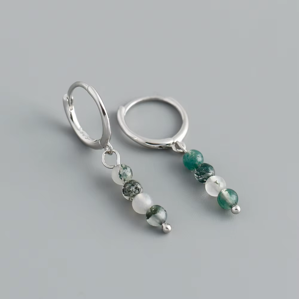 F.I.N.S – boucles d'oreilles en perles d'agate naturelle faites à la main pour femmes, Style INS, ce
