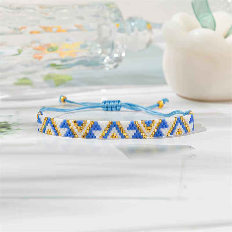 Bluestar-Bracelet en tissu à carreaux losange ethnique vintage pour hommes et femmes, tissages bohèm