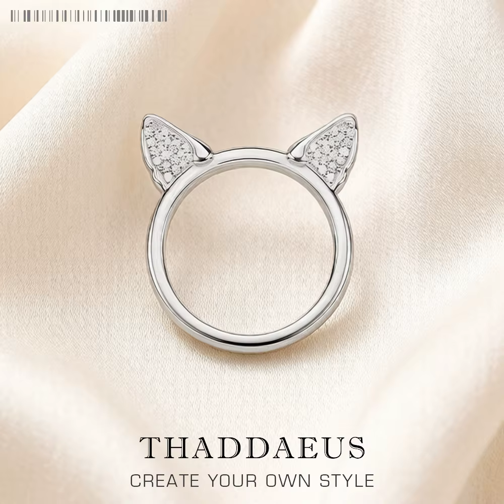 Bague oreilles de chat, bijoux de mode de Style européen pour femmes, nouveau cadeau mignon en argen