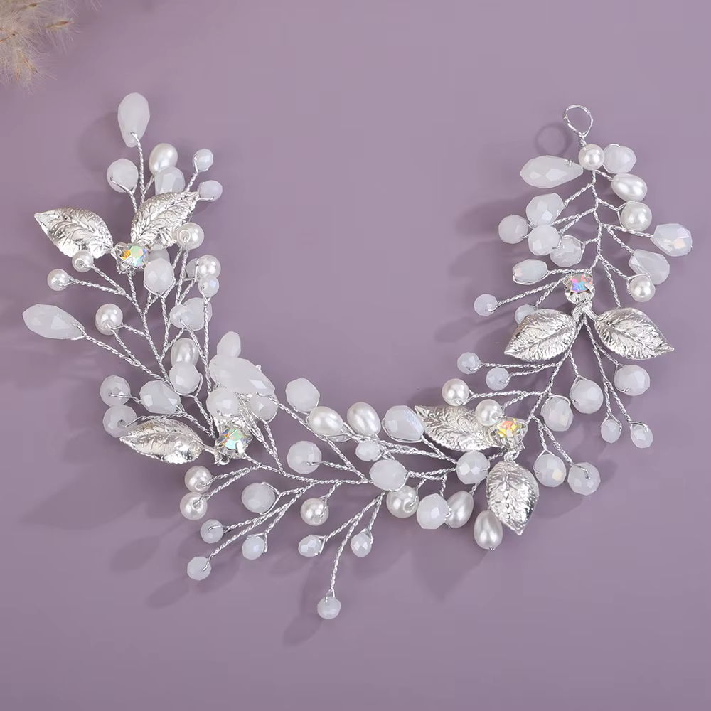 Bandeau de mariée en cristal de perles, tendance, argent, noir, strass, accessoires pour cheveux de 