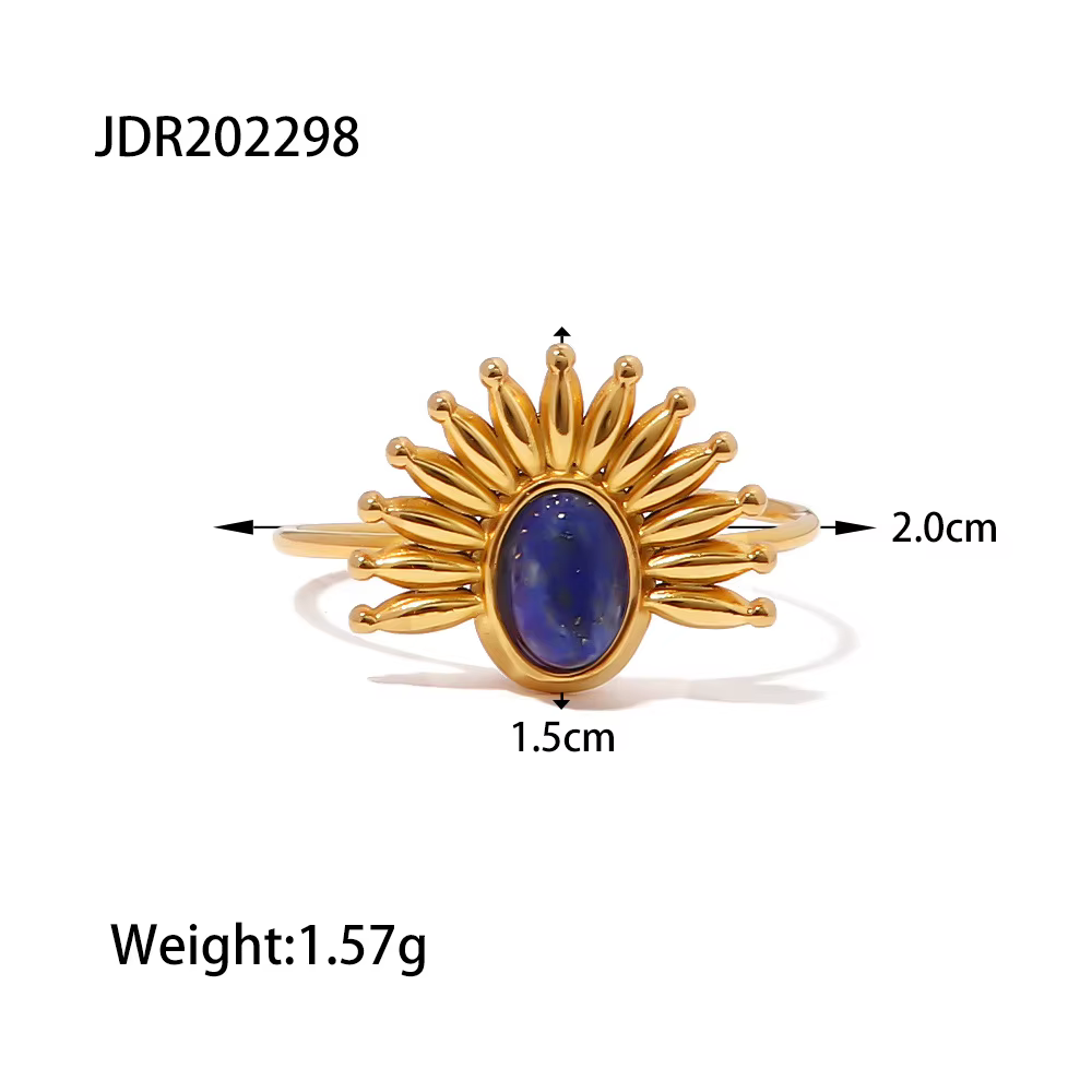 Bagues œil turc gothiques pour femmes et hommes, plaquées or 18 carats, étanches, avec pierre nature
