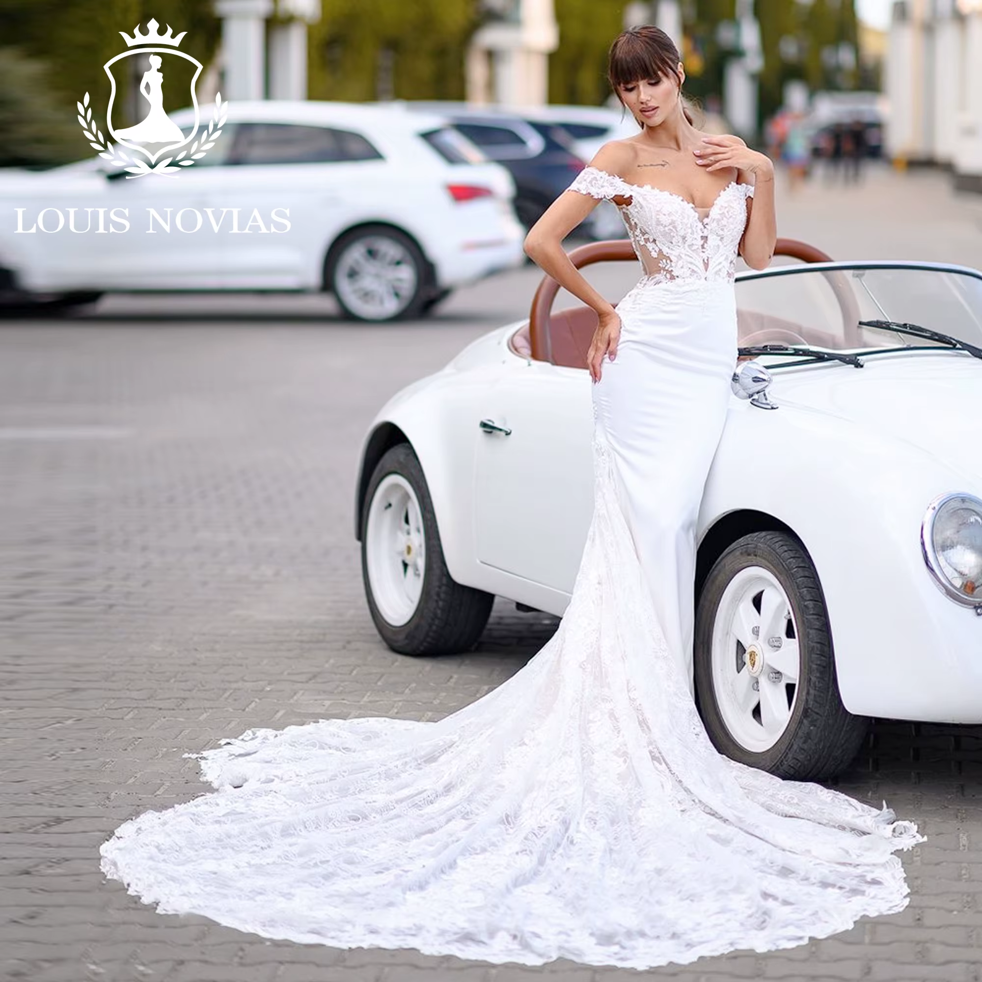 LOUIS NOVIAS robe De mariée sirène charmante chérie broderie Satin Royal Train trompette robe De mar