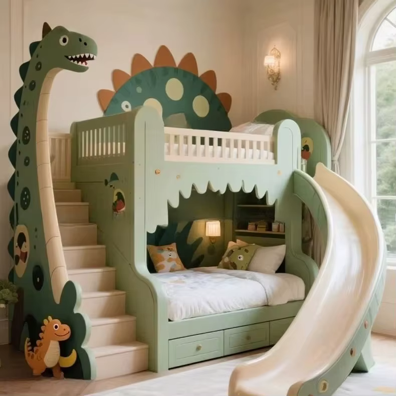 Lit dinosaure Design personnalisé des chambres d'enfants sur le thème des dinosaures Les chambres d'