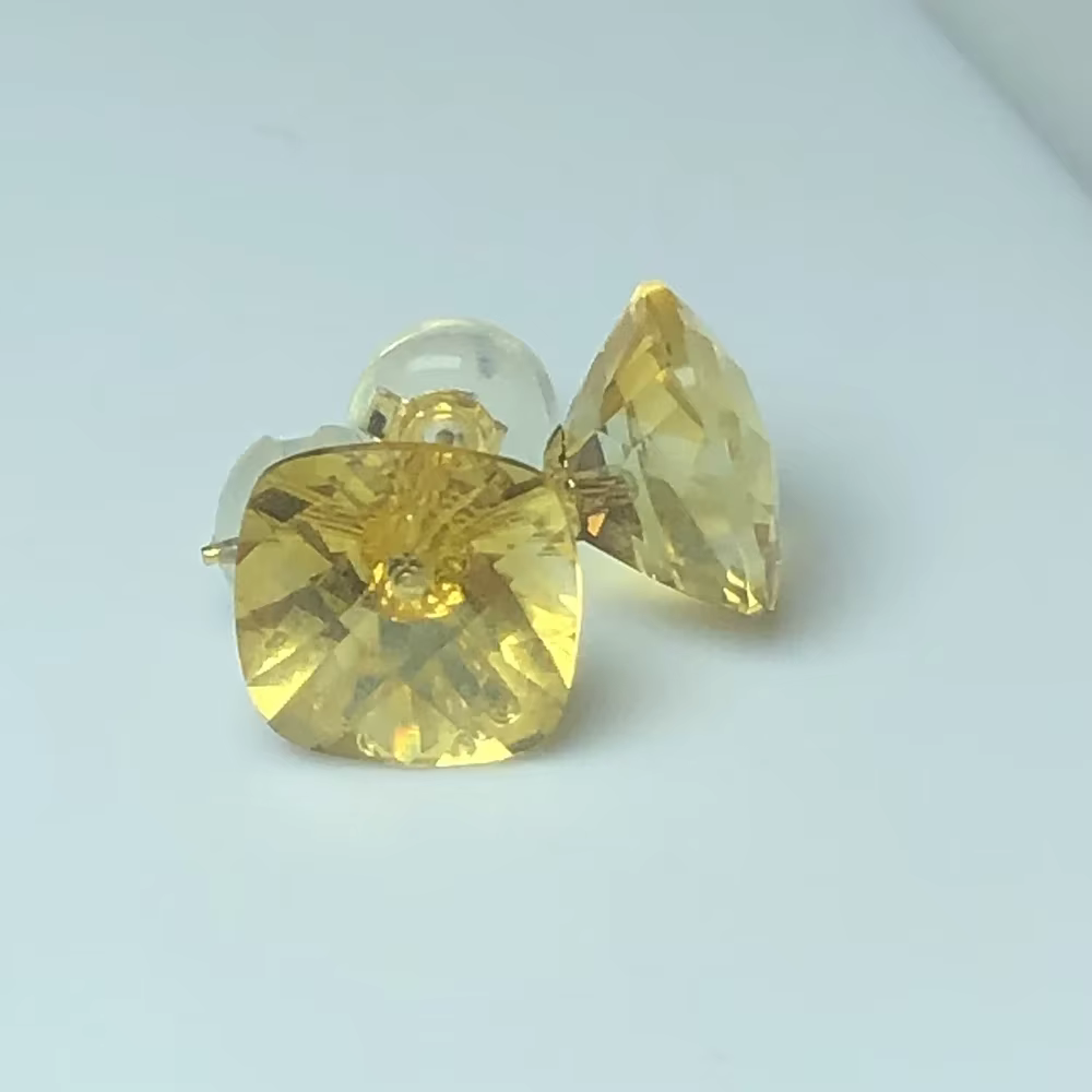 Boucles d'oreilles en or 18 carats avec pierres précieuses taillées carrées pour femmes, bijoux de h