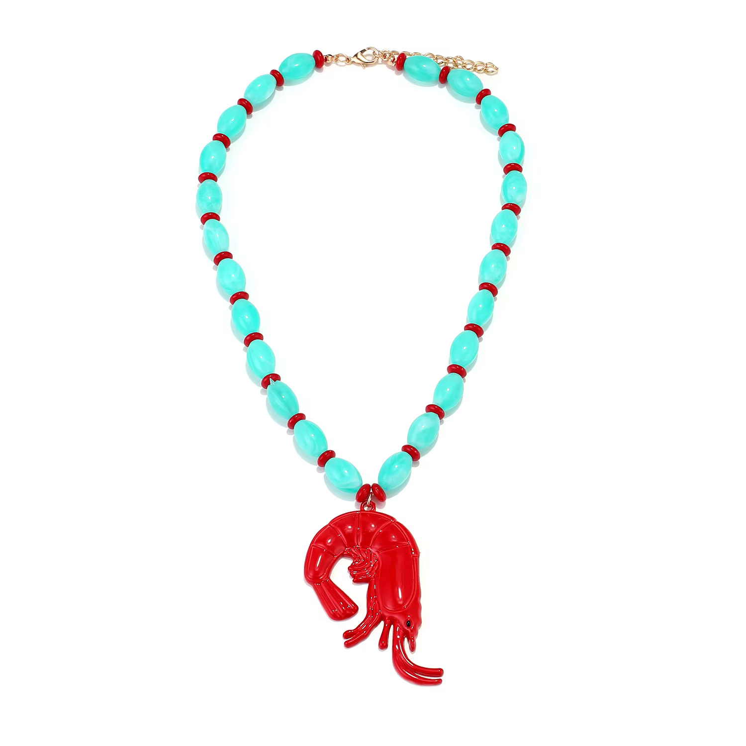 Nouveaux Colliers Pendentifs Homard en Résine Perlée 2026 pour Femmes – Bijoux Tendance pour Fêtes E