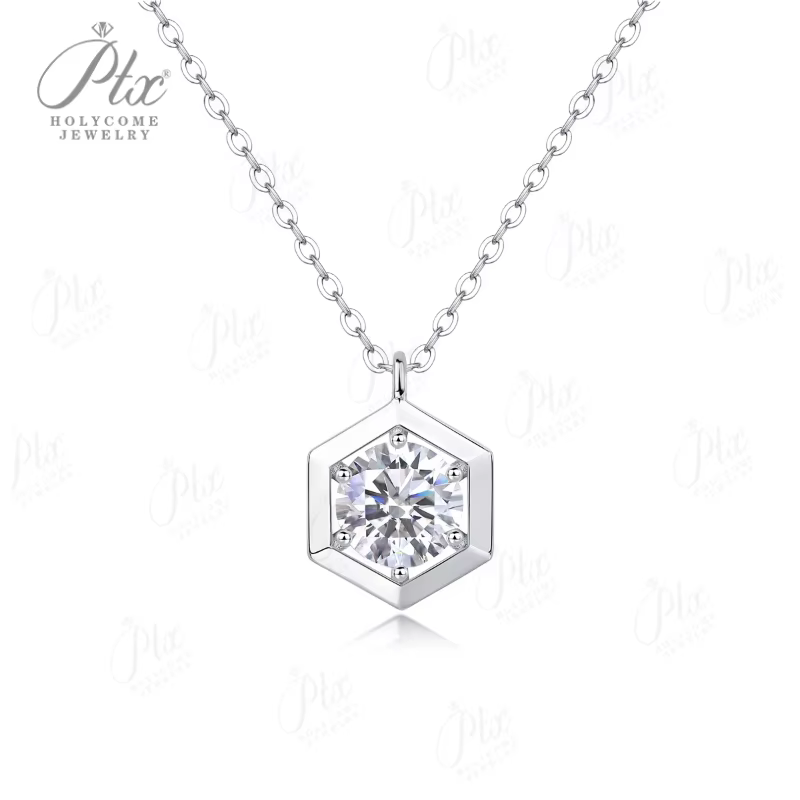 Collier Mossanite couleur D VVS1, coupe ronde 1CT, pendentif en argent Sterling 925, bijoux fins, ca