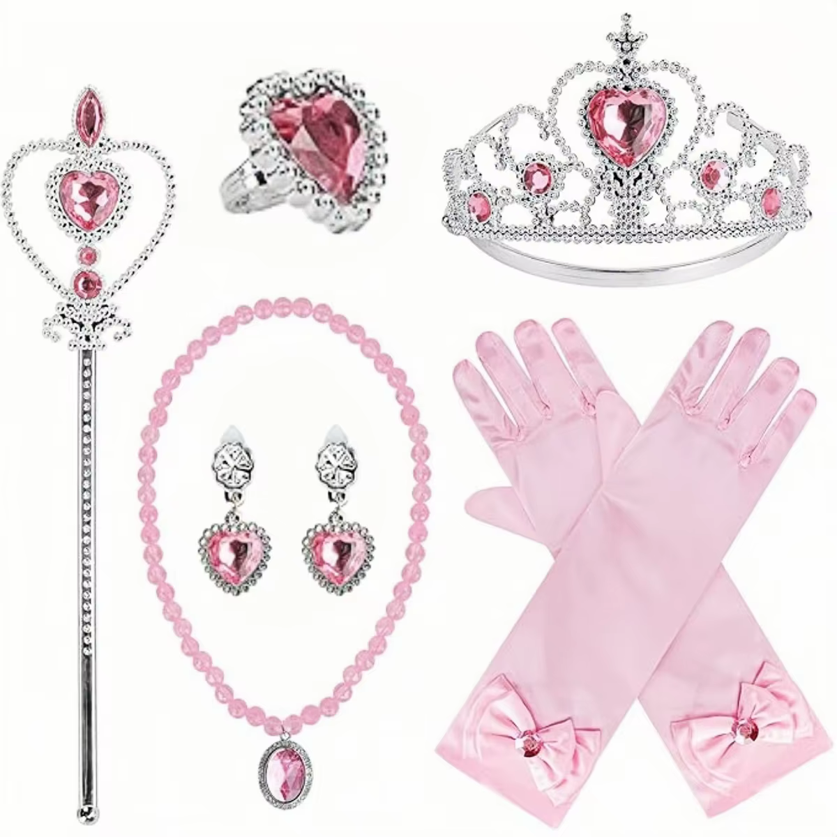 Robe de princesse pour filles, accessoires, gants, baguette, couronne, ensemble de bijoux, robe de p