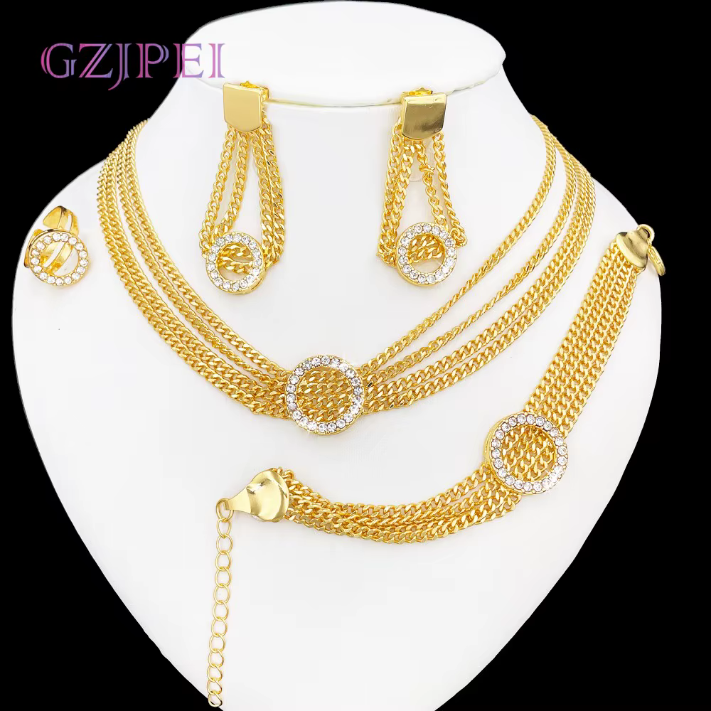 GZJPEI Hip Hop femmes ensemble de bijoux Miami chaîne cubaine collier multicouche Bracelet Zircon bo