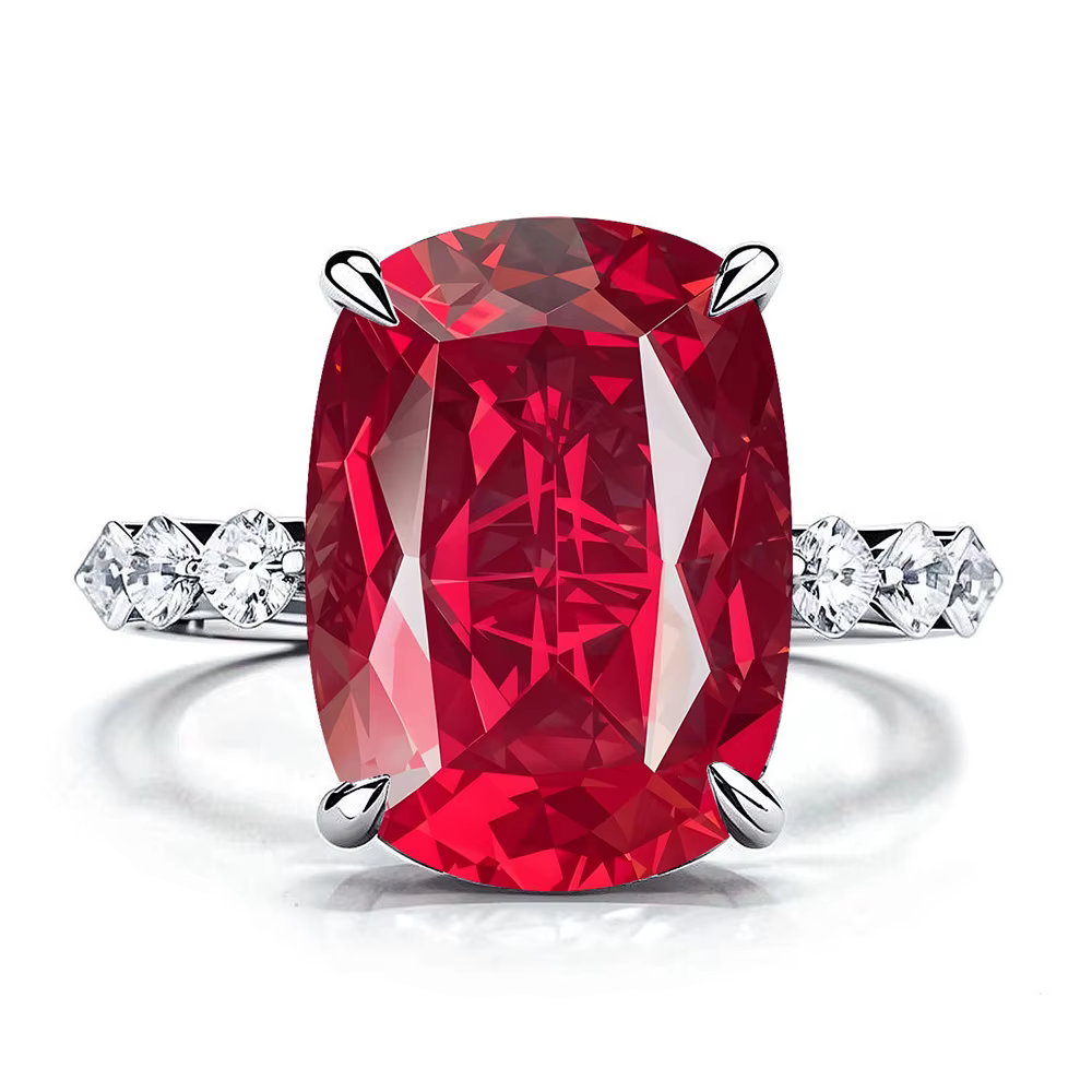 Bague rectangulaire en argent 925 pour femmes, bijoux rétro européens et américains en corindon, 10x