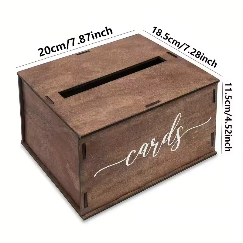 Boîte en bois vintage pour cartes de vœux, rangement pour cartes-cadeaux avec fente, idéale pour les
