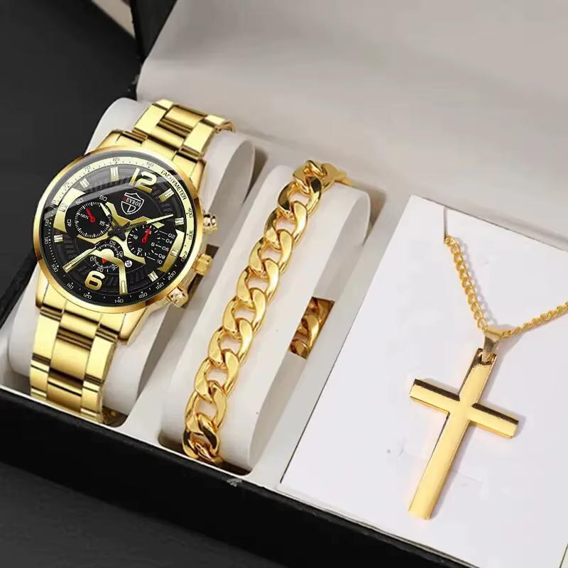Ensemble de 3/5 montres DEYROS tendance pour hommes, montres-bracelets à quartz pour hommes d'affair