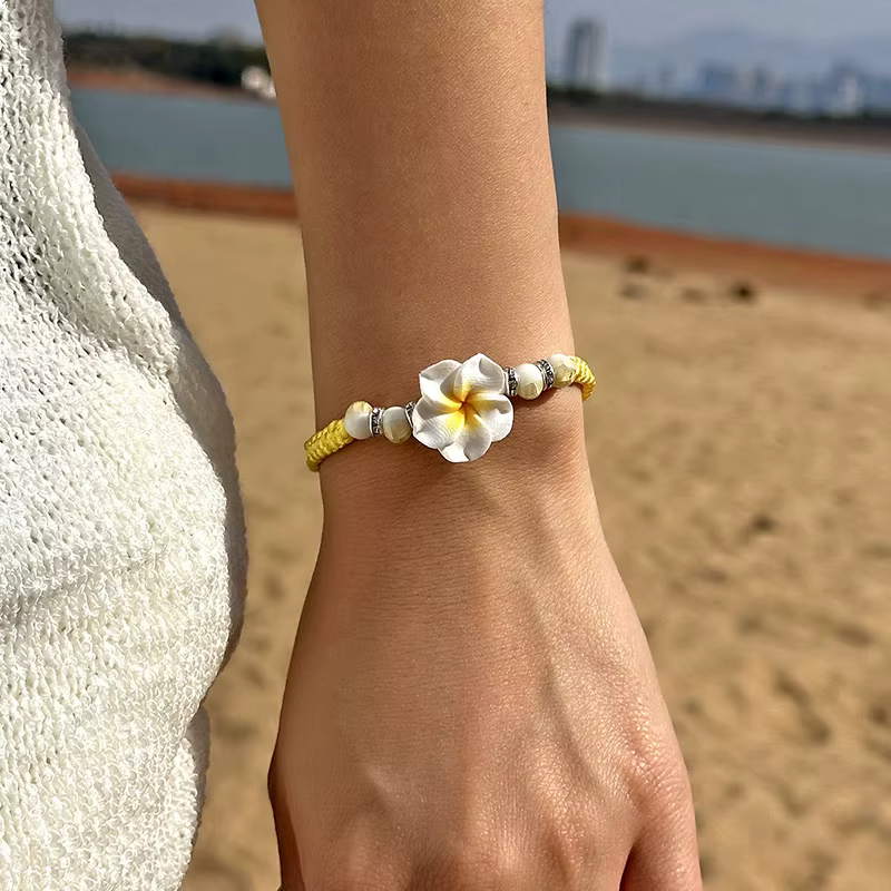 Bracelets hawaïens pour femmes, tissés bohème, fleurs tropicales, tresse faite à la main, accessoire