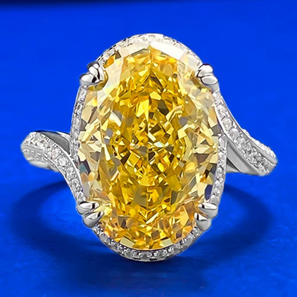 Wong Rain – bague en argent sterling 925, coupe ovale, 10x15mm, citrine, diamant à haute teneur en c
