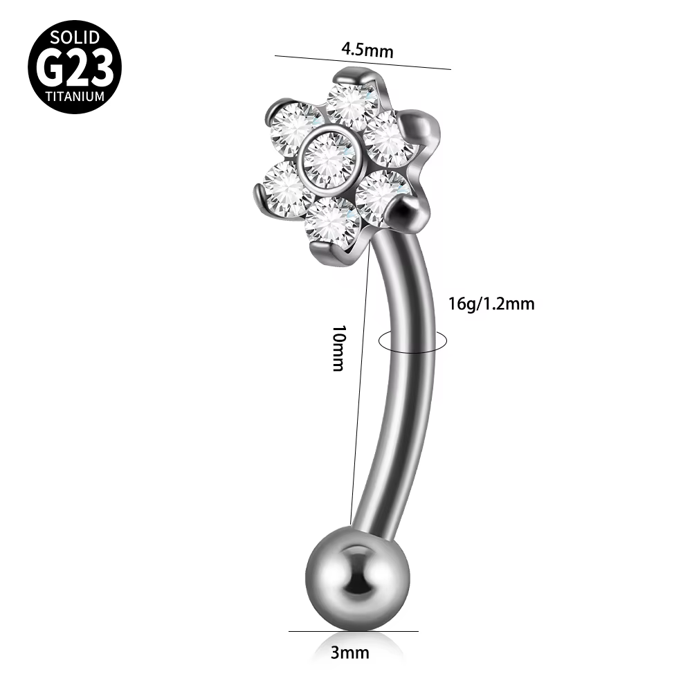 Dreamlee-Boucle d'Oreille Rook en Titane G23, Piercing Fleur, Cœur, Barbell Incurvé, Helix Stud, Cz 