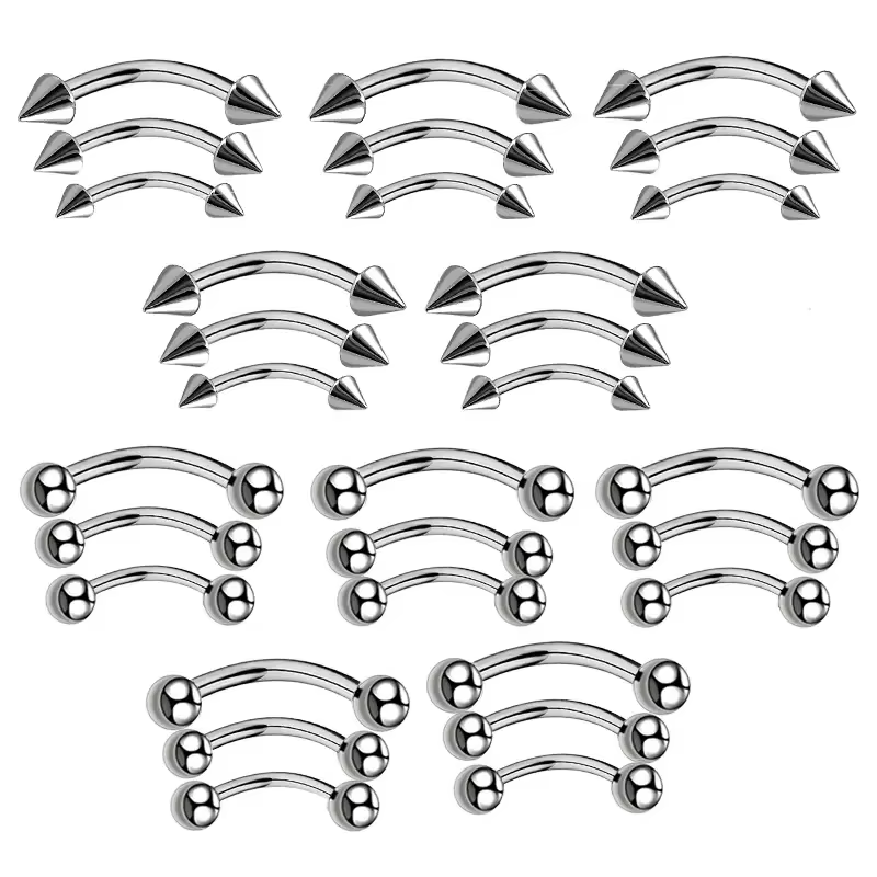 30 pièces en acier inoxydable sourcil Piercing anneaux pour femmes hommes incurvé haltère lèvre anne