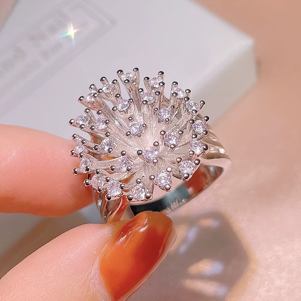 Bague flocon de neige en argent 925 pour femmes, anneau de luxe Super brillant en Zircon ajouré, bij