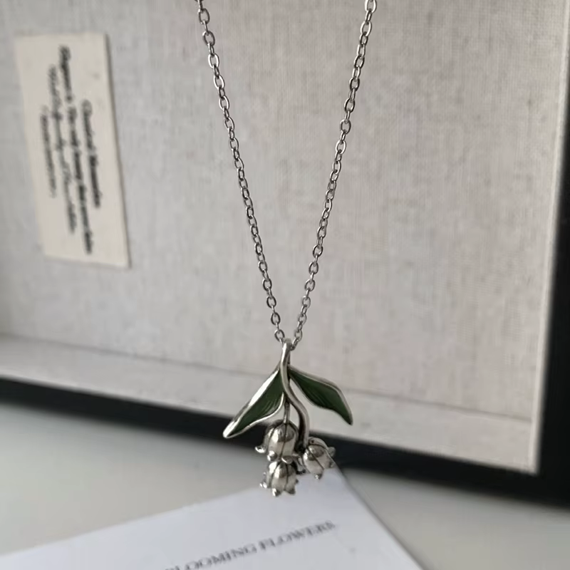 ANENJERY Thai argent linly fleur pendentif collier boucles d'oreilles pour les femmes délicat Vintag