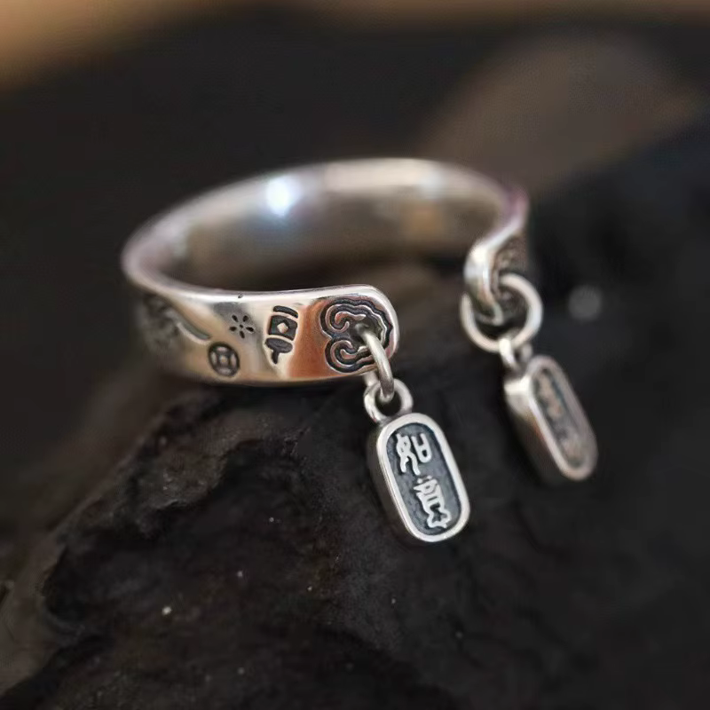 Bague vintage de nuages de bon augure pour dame, pendentif goutte d'eau de bénédiction, amulette, in