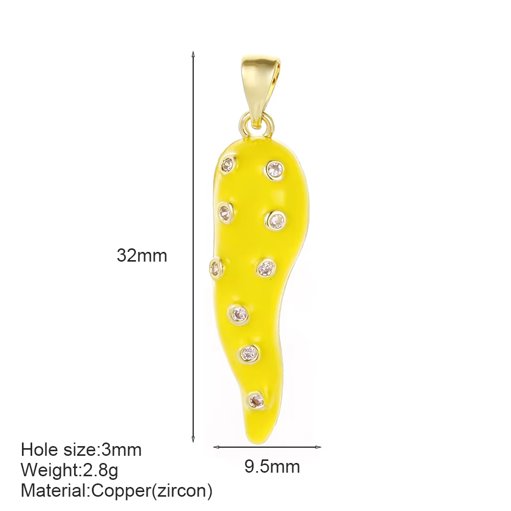 Breloques mignonnes en forme de piment pour la fabrication de bijoux, couleur or, zircon, pour boucl