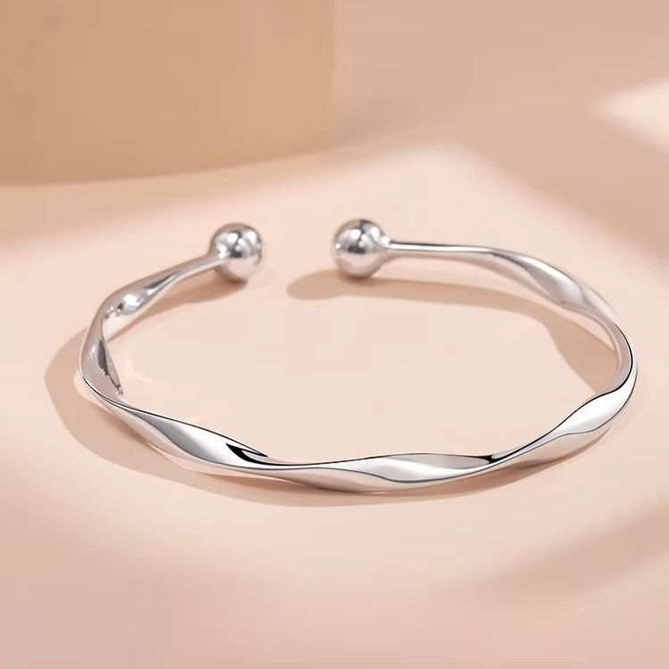 Bracelets rétro en argent Sterling 925 et cristal bleu pour femmes, Bracelets creux réglables de sty