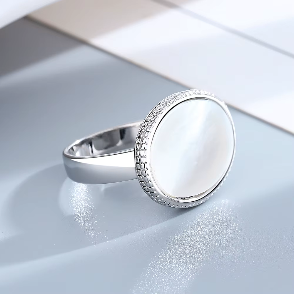 Bague Vintage en coquillage naturel en argent S925, bagues simples de luxe, bijoux fins, cadeau de m