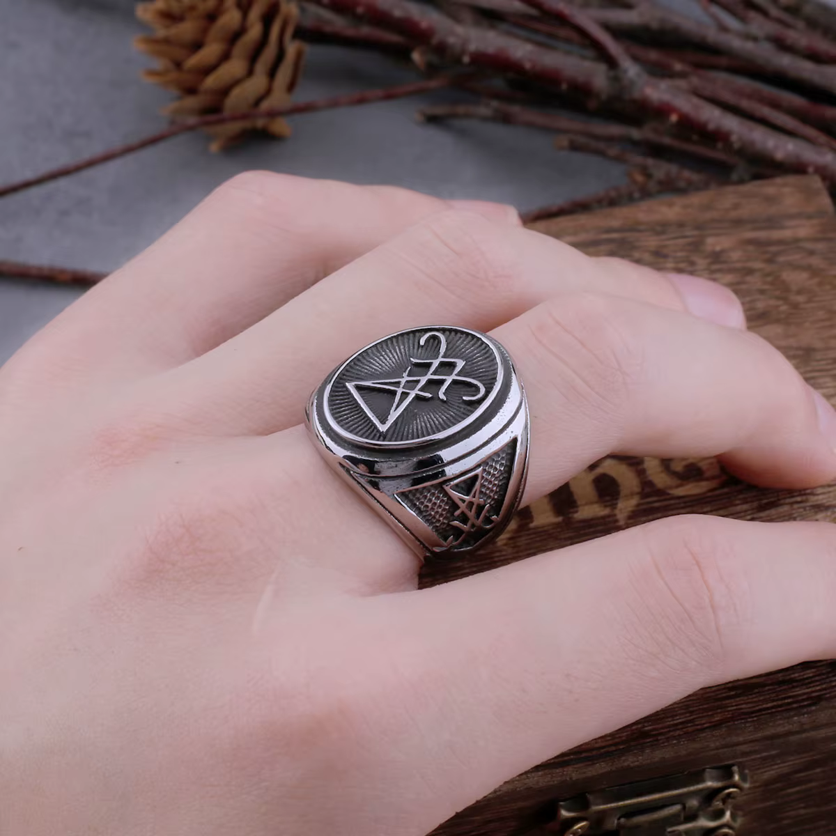 Bague Lucifer Vintage en acier inoxydable pour hommes, breloque gothique, amulette Hip Hop, bague de