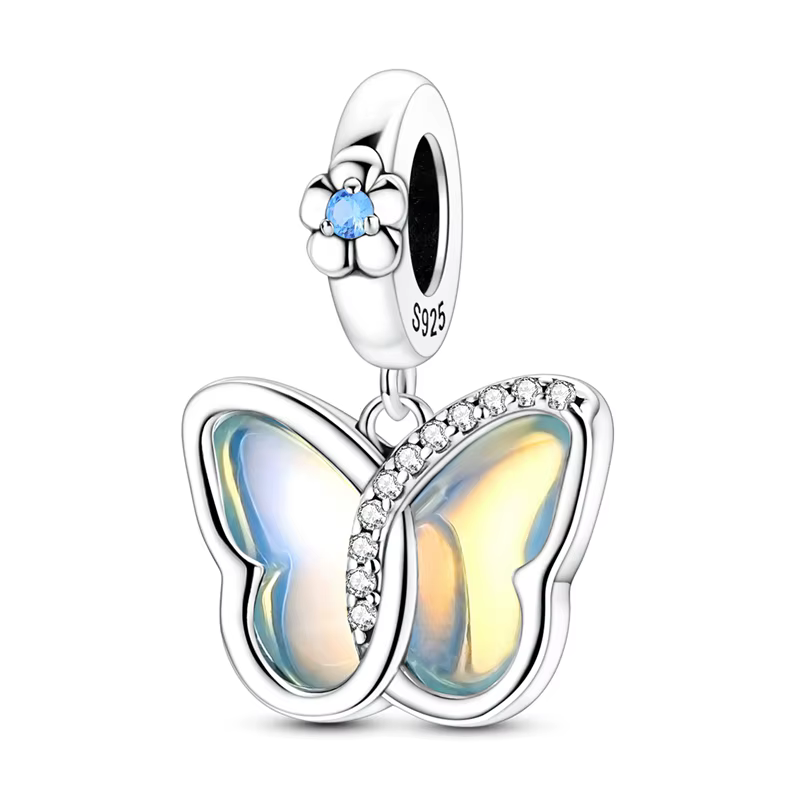 Breloques papillon de rêve en argent Sterling 925, perle en Zircon scintillant, adaptées au Bracelet