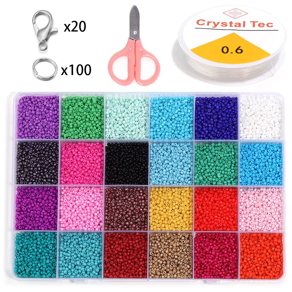 Kit de fabrication de bijoux en perles de rocaille de 2mm, ensemble de perles de riz pur en verre po