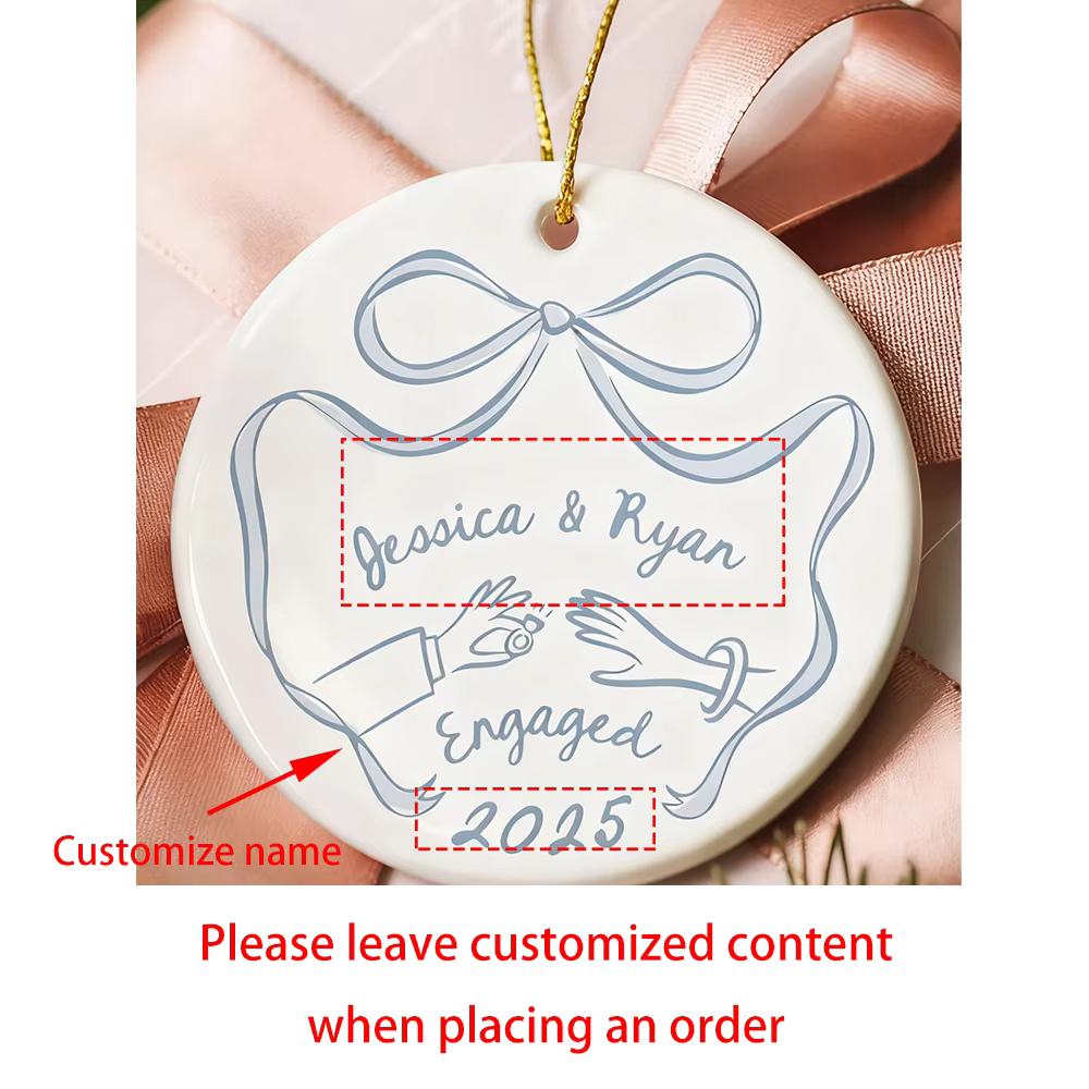 Ornement personnalisé en céramique pour premier noël, cadeau de fiançailles pour Couples, cadeau sou