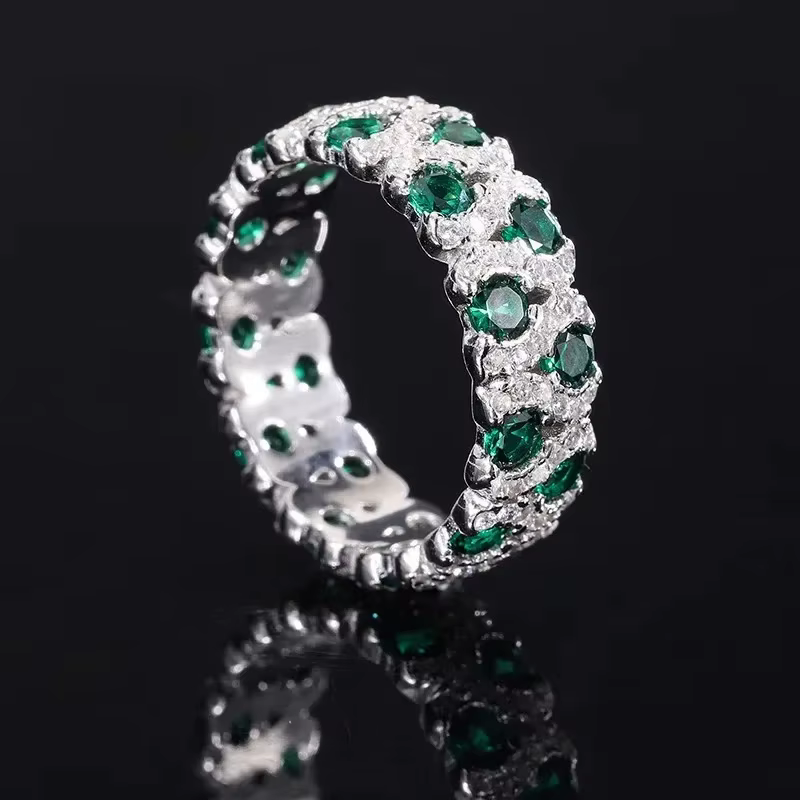 Bague en argent sterling 925 avec rubis, émeraudes et diamants de haute qualité pour femme, idéale p
