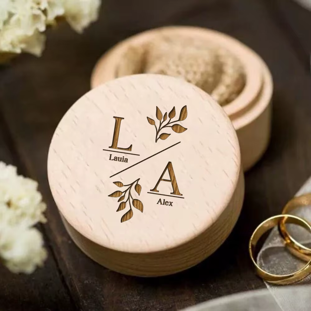 Boîte à bagues personnalisée, bague de fiançailles de mariage, rangement de plats, bague en bois per