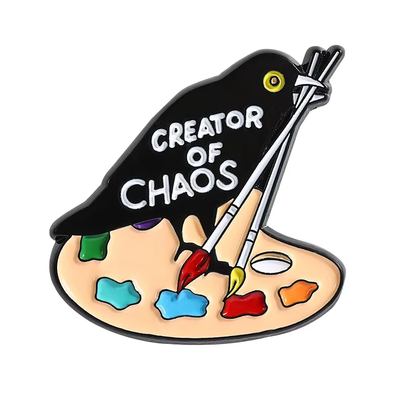 Broches en émail créateur du Chaos, broches créatives et mignonnes en métal pour peintre de corbeau,