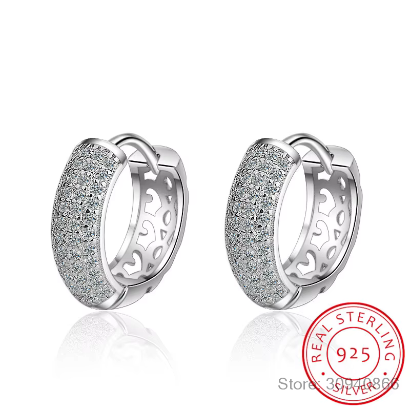 Boucles d'Oreilles Moissanite en Argent Sterling 925 pour Femme, Bijoux de Mariage Ronds, Cadeau Ori