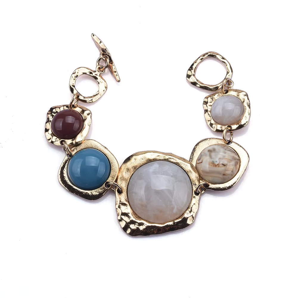 Ensemble de bijoux pour femmes, collier et Bracelet en résine colorée à géométrie irrégulière rétro,