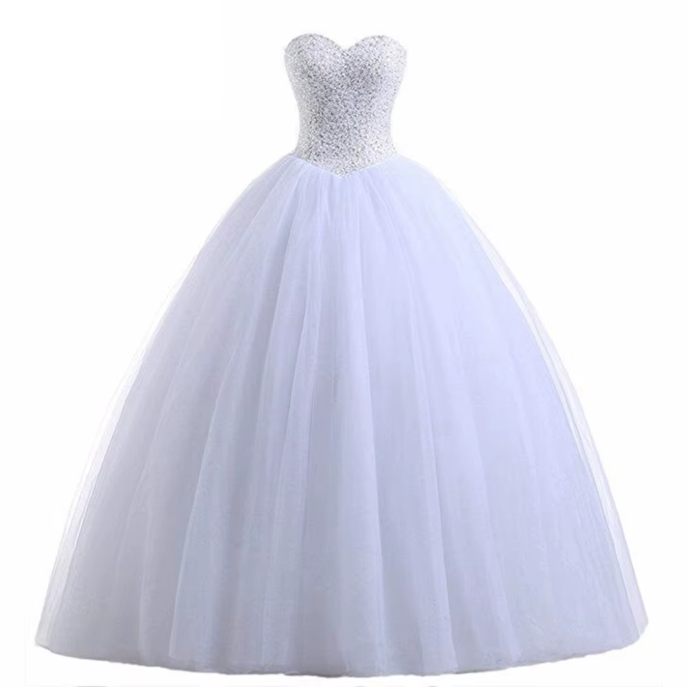 NOBLE WEISS-Robe de Mariée Personnalisée, Tenue de Bal, de Princesse, Luxueuse, avec Perles, Trio