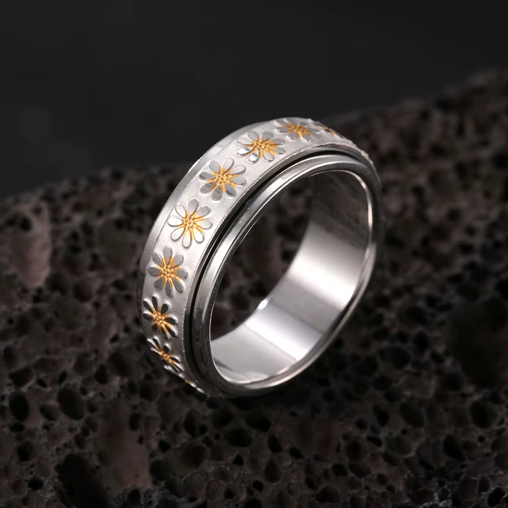 Anti-Stress anxiété Fidget pour femmes Spinner marguerite fleur tournesol soleil étoile en acier ino