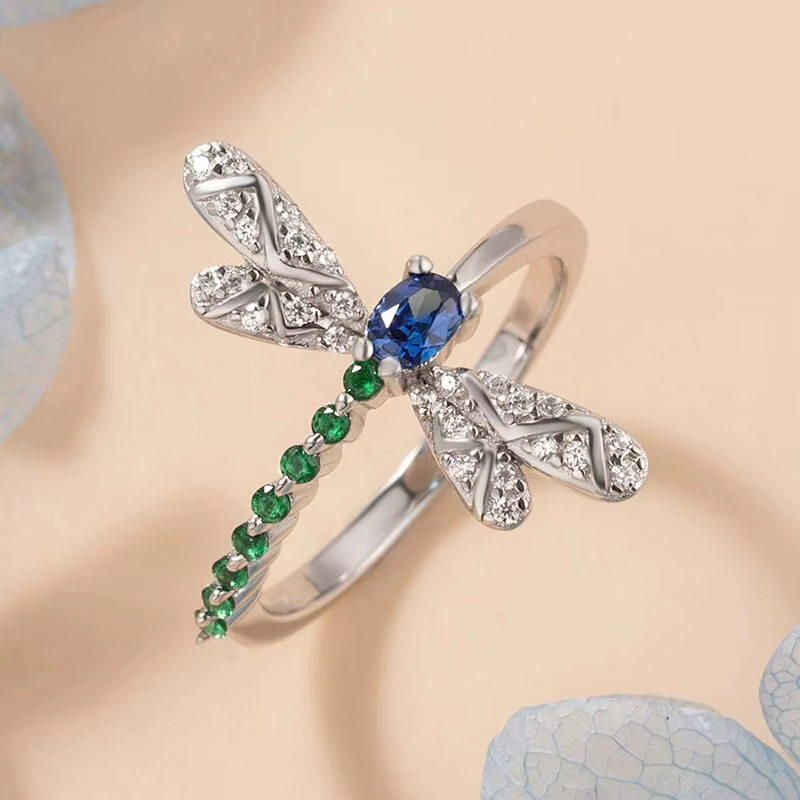 Buyee 925 bague libellule en argent Sterling excellente couleur Zircon bijoux pour femmes mode fête 