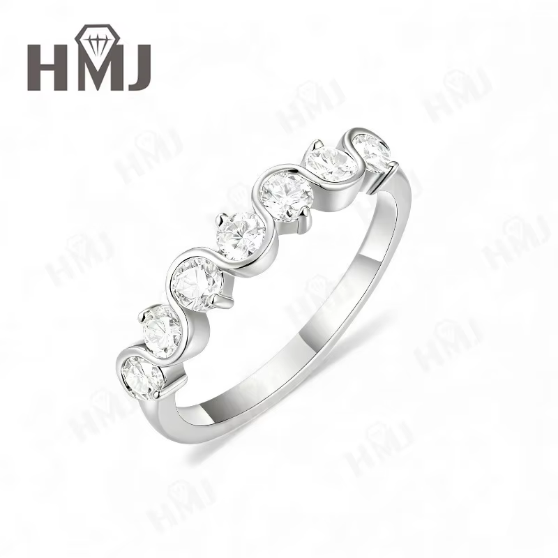 Bague en Moissanite couleur D, S925/10K/14K/18K, coupe ronde, design solitaire classique, bijoux fin