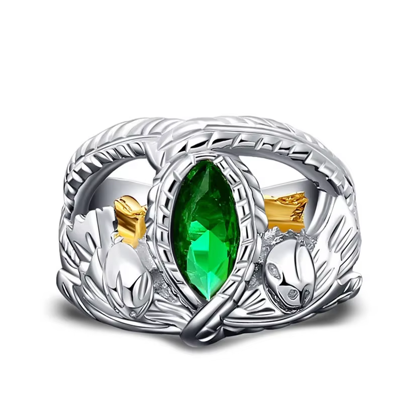 Seigneur des bagues en argent sterling LOTR Bague de Barahir de Aragorn Bague en cristal pour hommes
